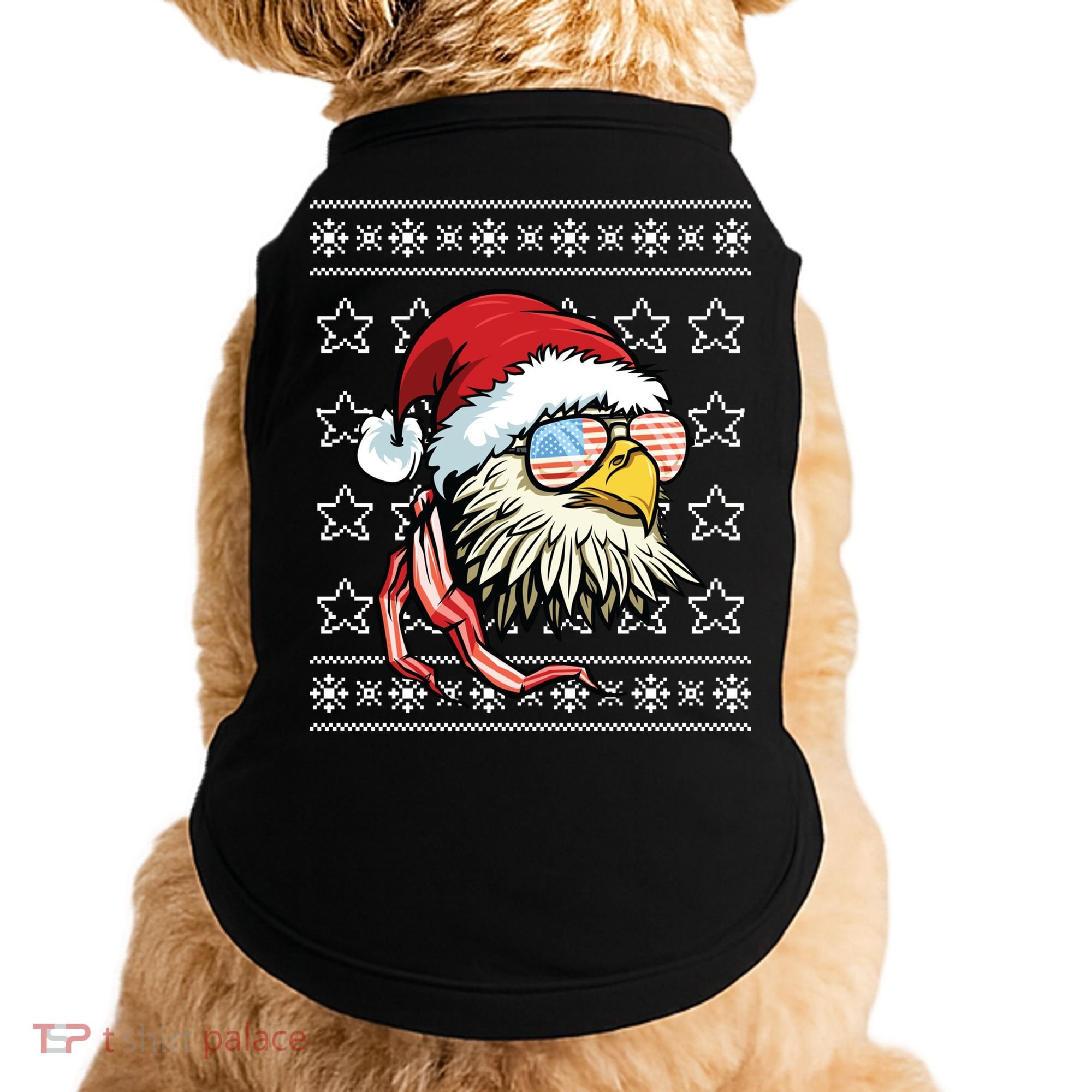 Ugly Christmas Sweater Usa Flag Bald Eagle Christmas Gift Doggie Tank