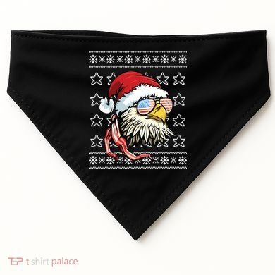 Ugly Christmas Sweater Usa Flag Bald Eagle Christmas Gift USA-Made Doggie Bandana
