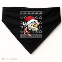 Ugly Christmas Sweater Usa Flag Bald Eagle Christmas Gift USA-Made Doggie Bandana thumb 0