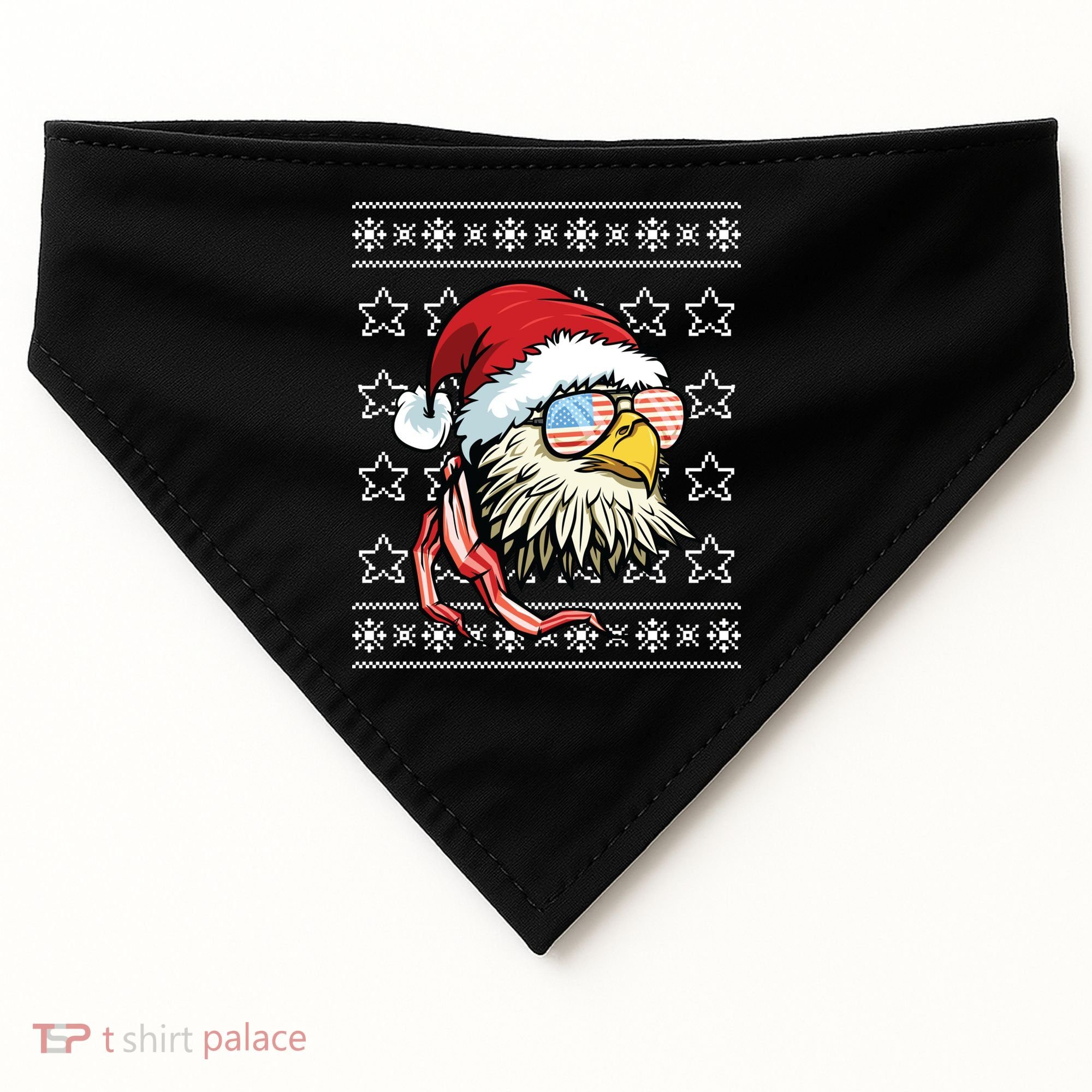 Ugly Christmas Sweater Usa Flag Bald Eagle Christmas Gift USA-Made Doggie Bandana