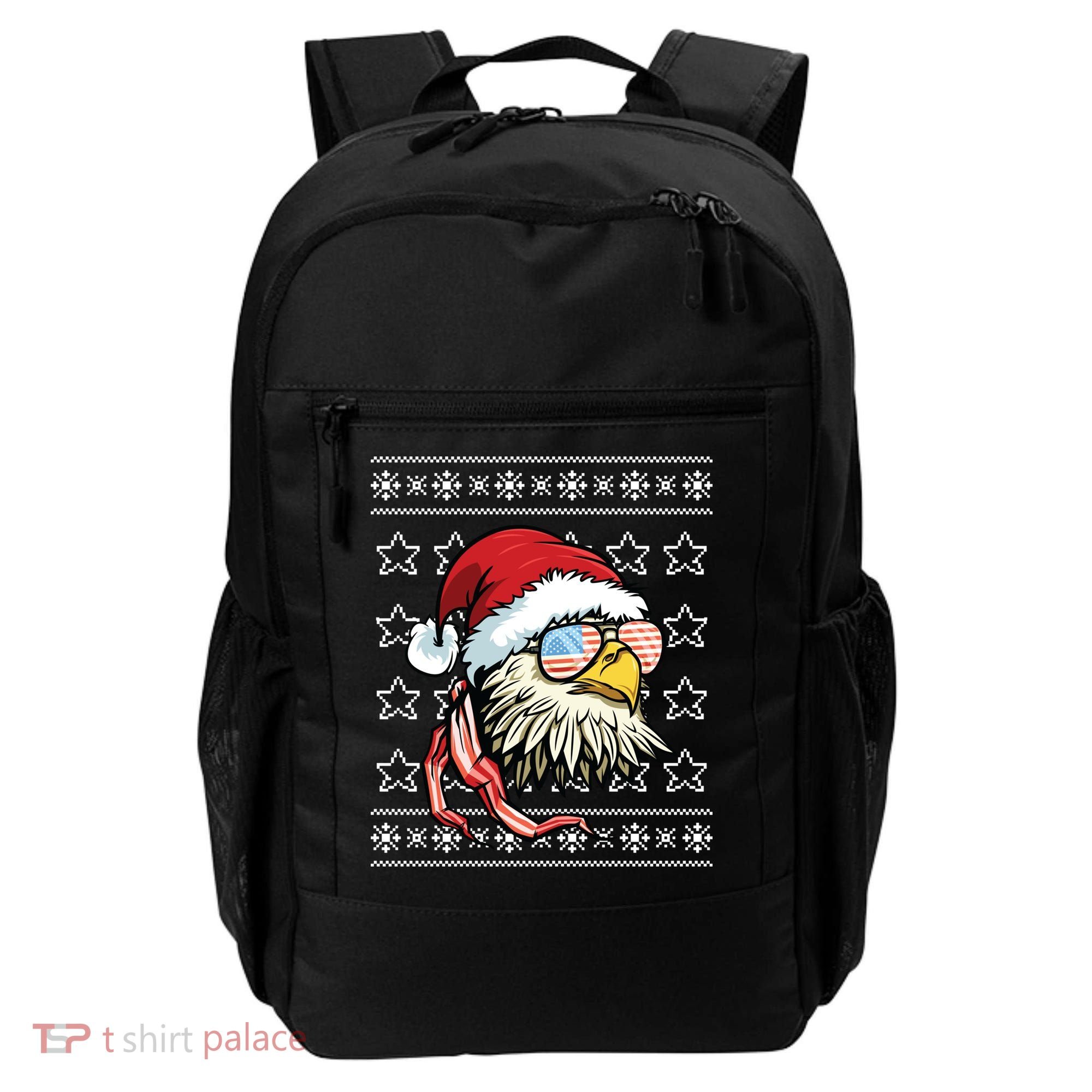 Ugly Christmas Sweater Usa Flag Bald Eagle Christmas Gift Backpack