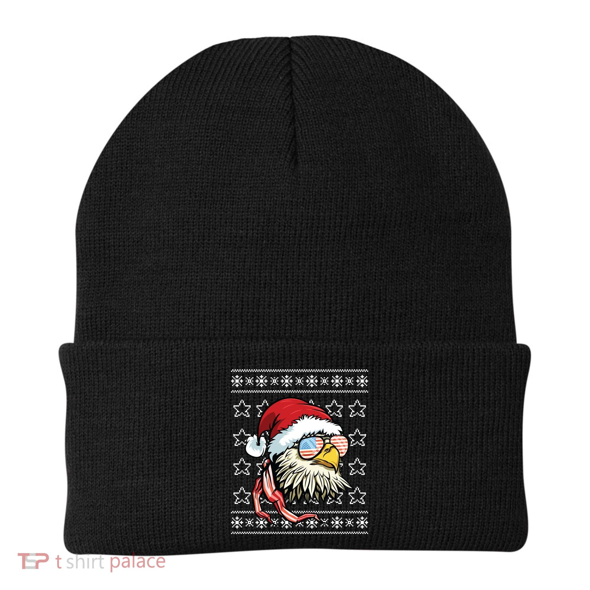 Ugly Christmas Sweater Usa Flag Bald Eagle Christmas Gift Beanie
