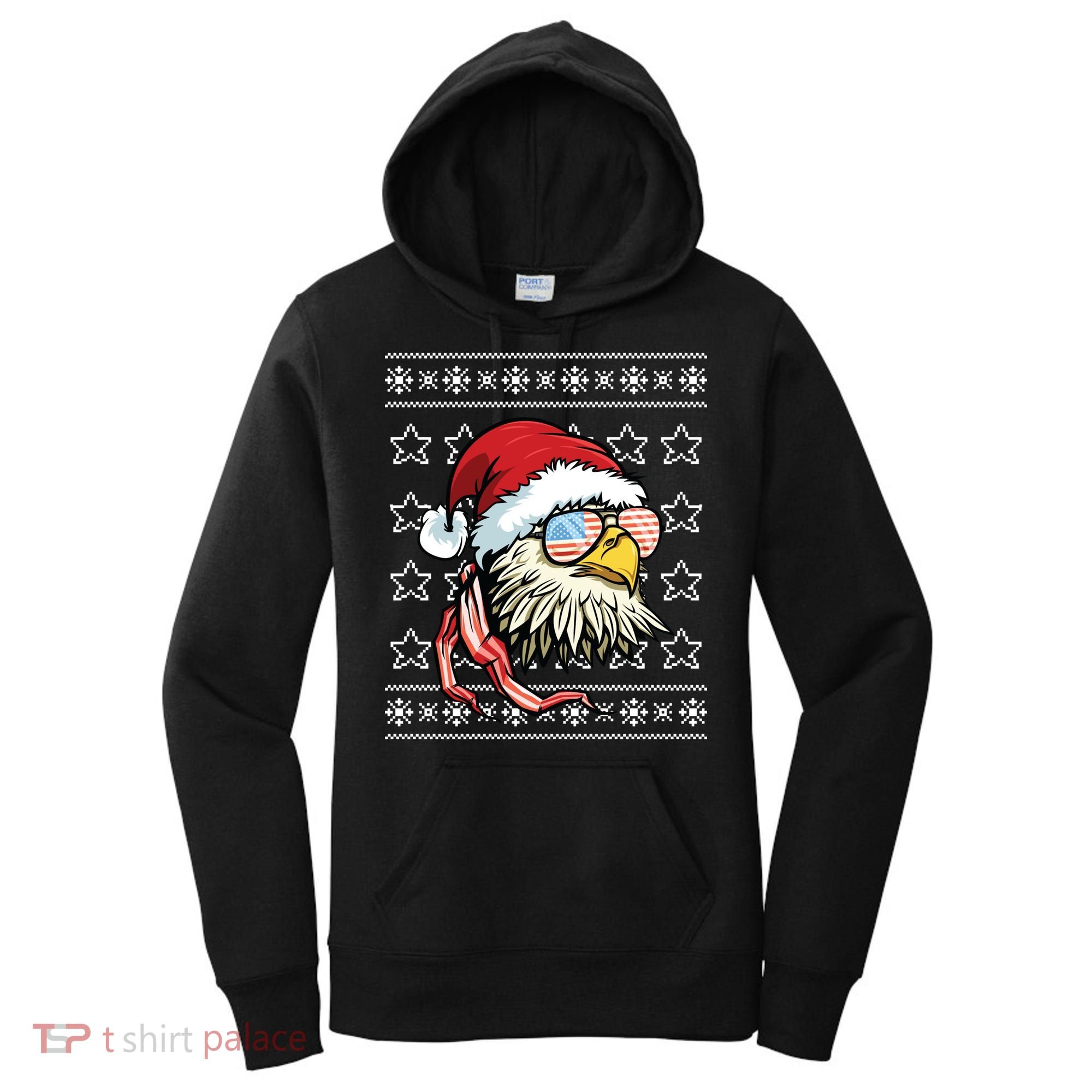 Ugly Christmas Sweater Usa Flag Bald Eagle Christmas Gift Women's Hoodie