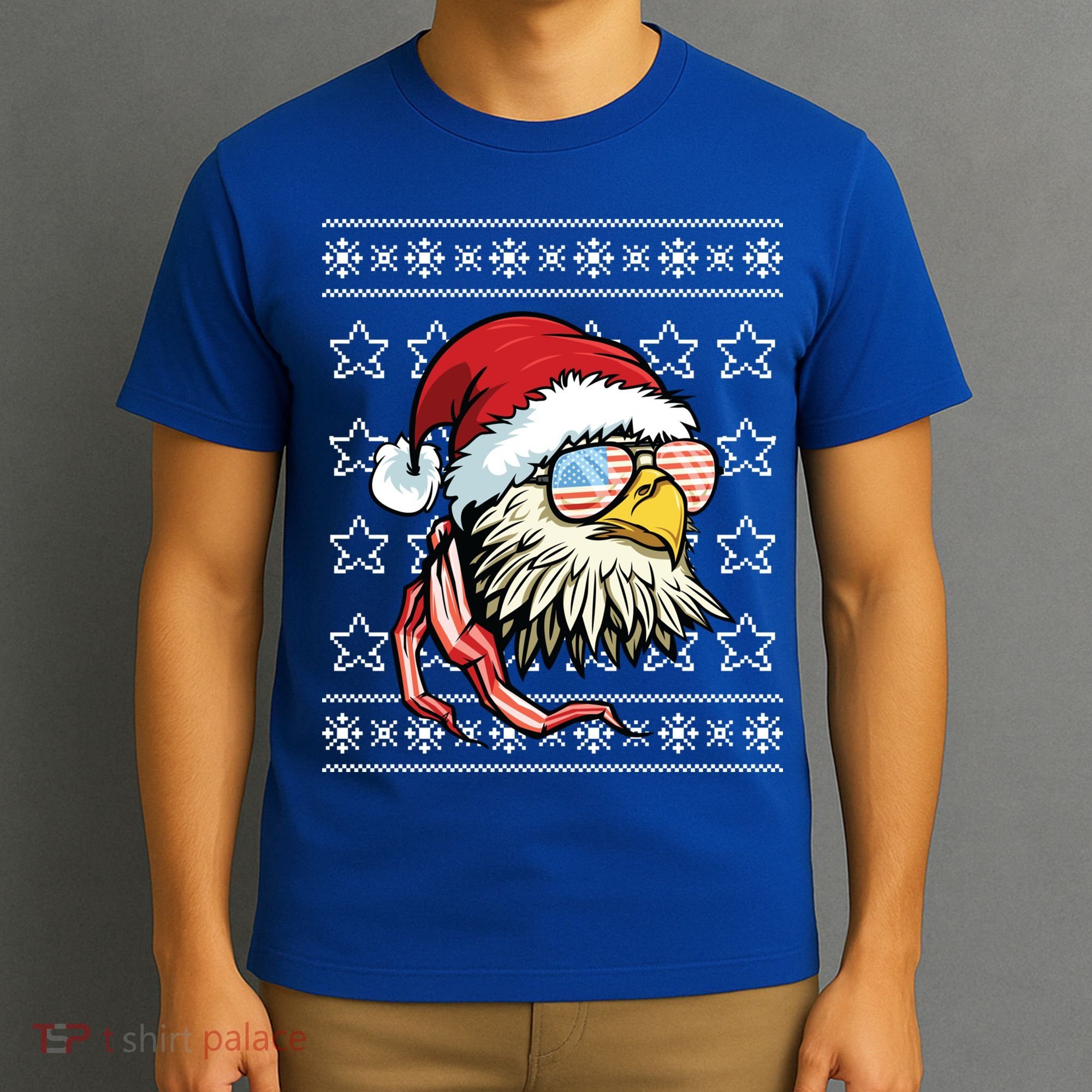 Ugly Christmas Sweater Usa Flag Bald Eagle Christmas Gift T-Shirt