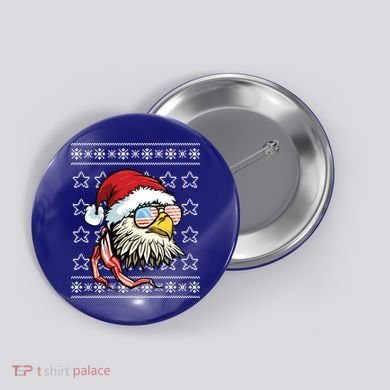 Ugly Christmas Sweater Usa Flag Bald Eagle Christmas Gift Button