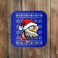 Ugly Christmas Sweater Usa Flag Bald Eagle Christmas Gift Coaster thumb 0
