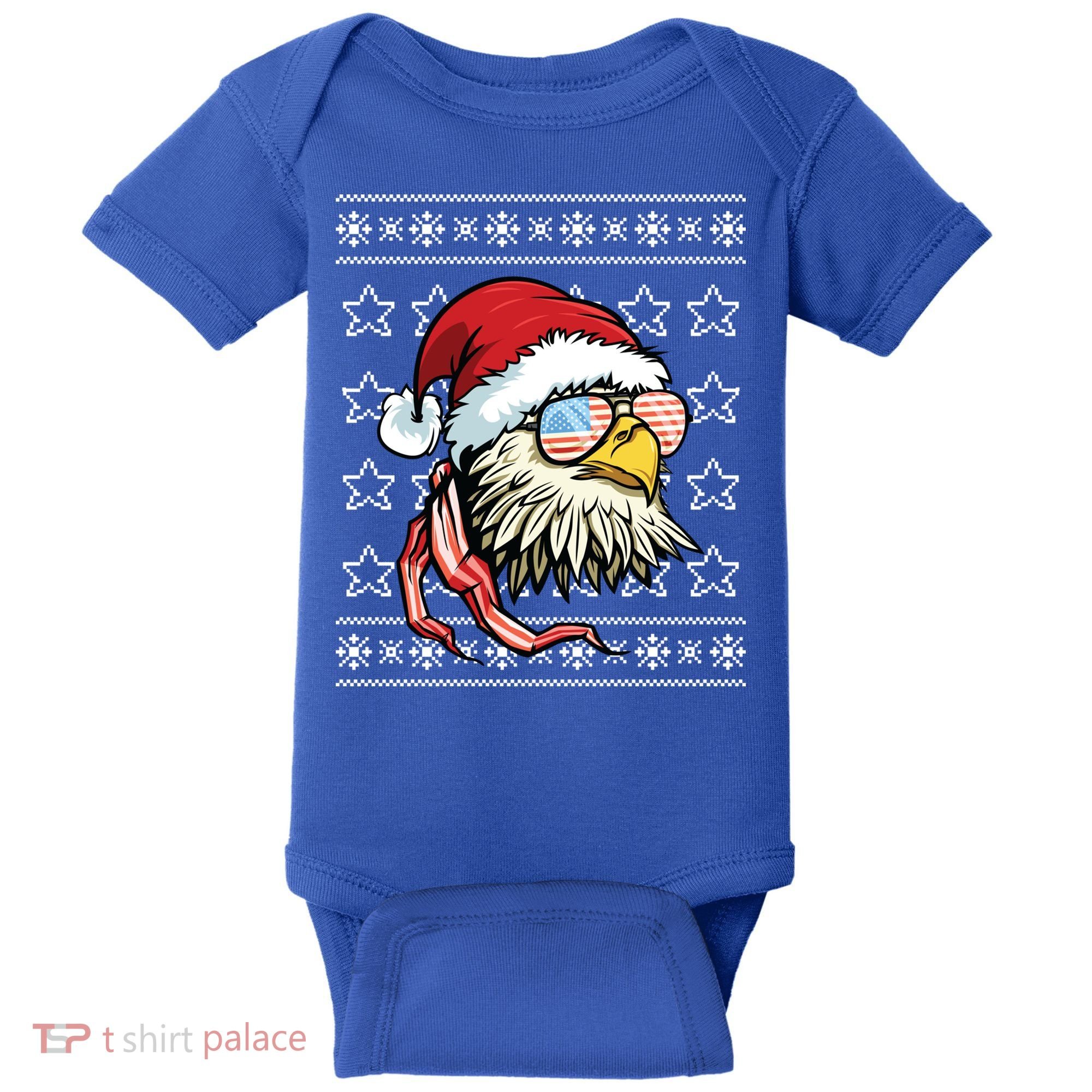 Ugly Christmas Sweater Usa Flag Bald Eagle Christmas Gift Baby Bodysuit
