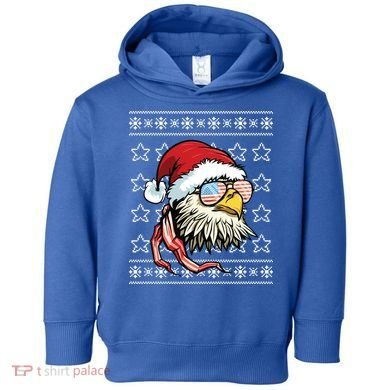 Ugly Christmas Sweater Usa Flag Bald Eagle Christmas Gift Toddler Hoodie