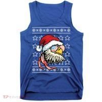 Ugly Christmas Sweater Usa Flag Bald Eagle Christmas Gift Tank Top thumb 0