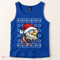Ugly Christmas Sweater Usa Flag Bald Eagle Christmas Gift Tank Top thumb 2