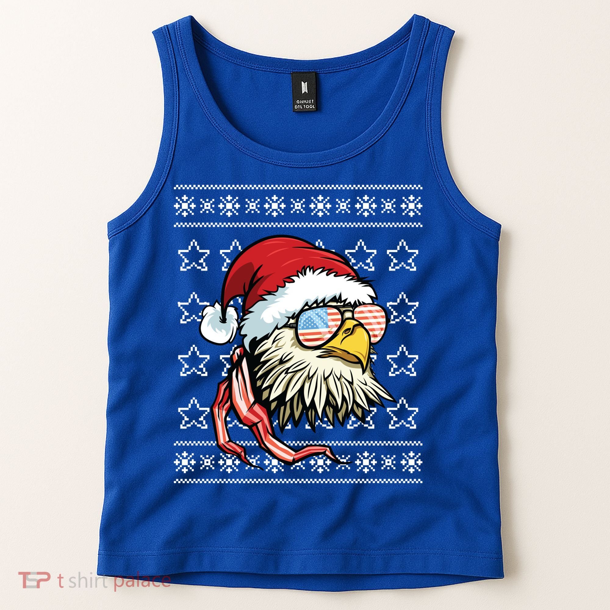 Ugly Christmas Sweater Usa Flag Bald Eagle Christmas Gift Tank Top