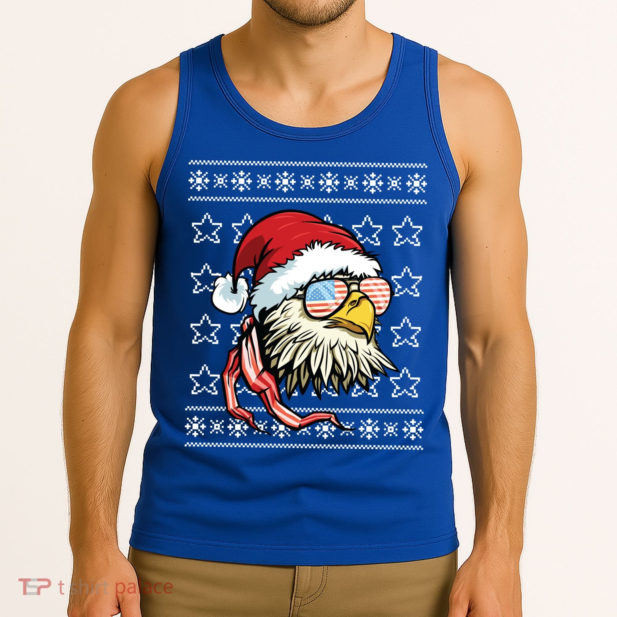 Ugly Christmas Sweater Usa Flag Bald Eagle Christmas Gift Tank Top