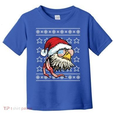 Ugly Christmas Sweater Usa Flag Bald Eagle Christmas Gift Toddler T-Shirt