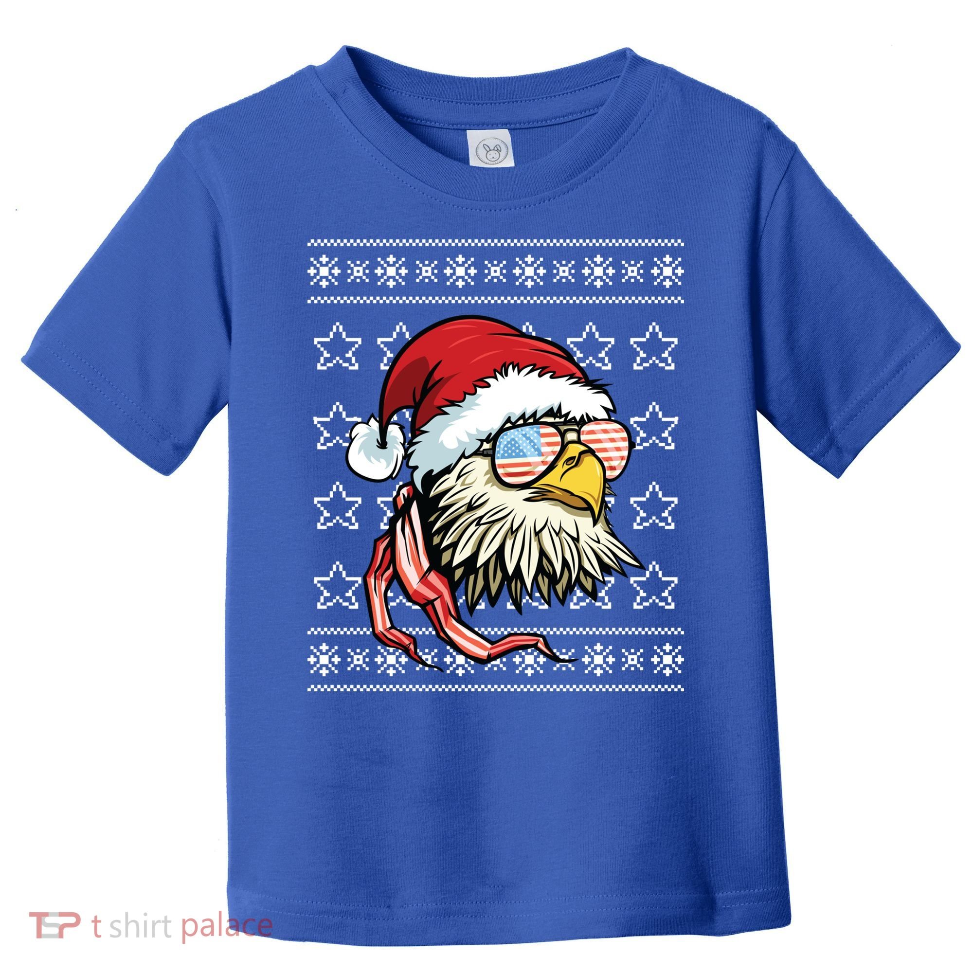 Ugly Christmas Sweater Usa Flag Bald Eagle Christmas Gift Toddler T-Shirt