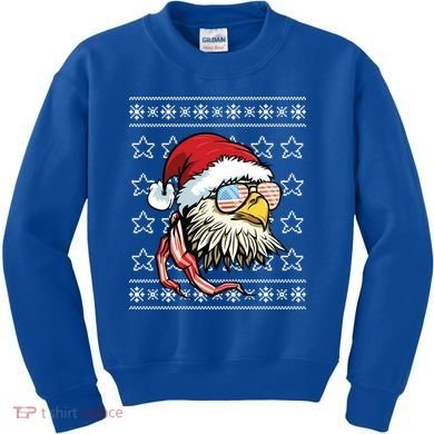 Ugly Christmas Sweater Usa Flag Bald Eagle Christmas Gift Kids Sweatshirt