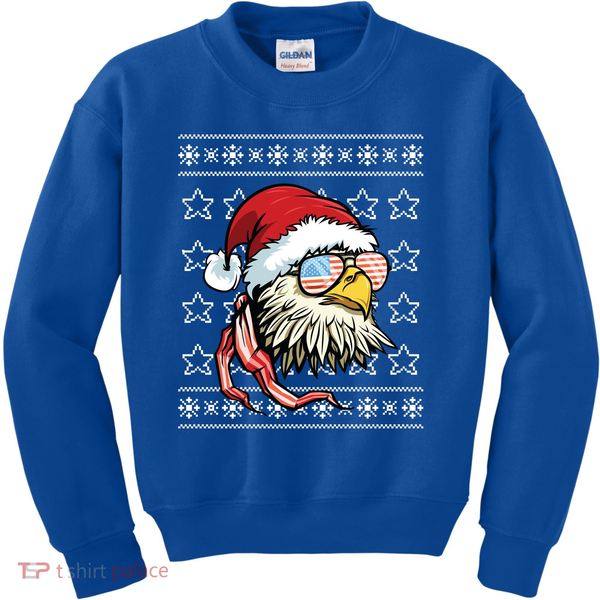 Ugly Christmas Sweater Usa Flag Bald Eagle Christmas Gift Kids Sweatshirt
