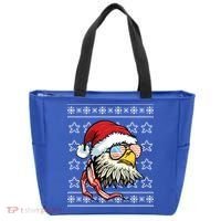 Ugly Christmas Sweater Usa Flag Bald Eagle Christmas Gift Tote Bag thumb 0