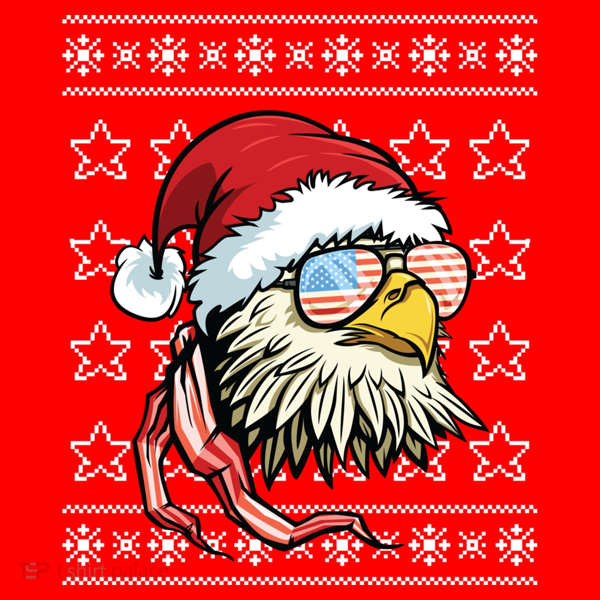 Ugly Christmas Sweater Usa Flag Bald Eagle Christmas Gift Santa Hat