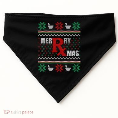 Ugly Christmas Sweater Pharmacy Tech Merry Xmas Pharmacist Gift USA-Made Doggie Bandana