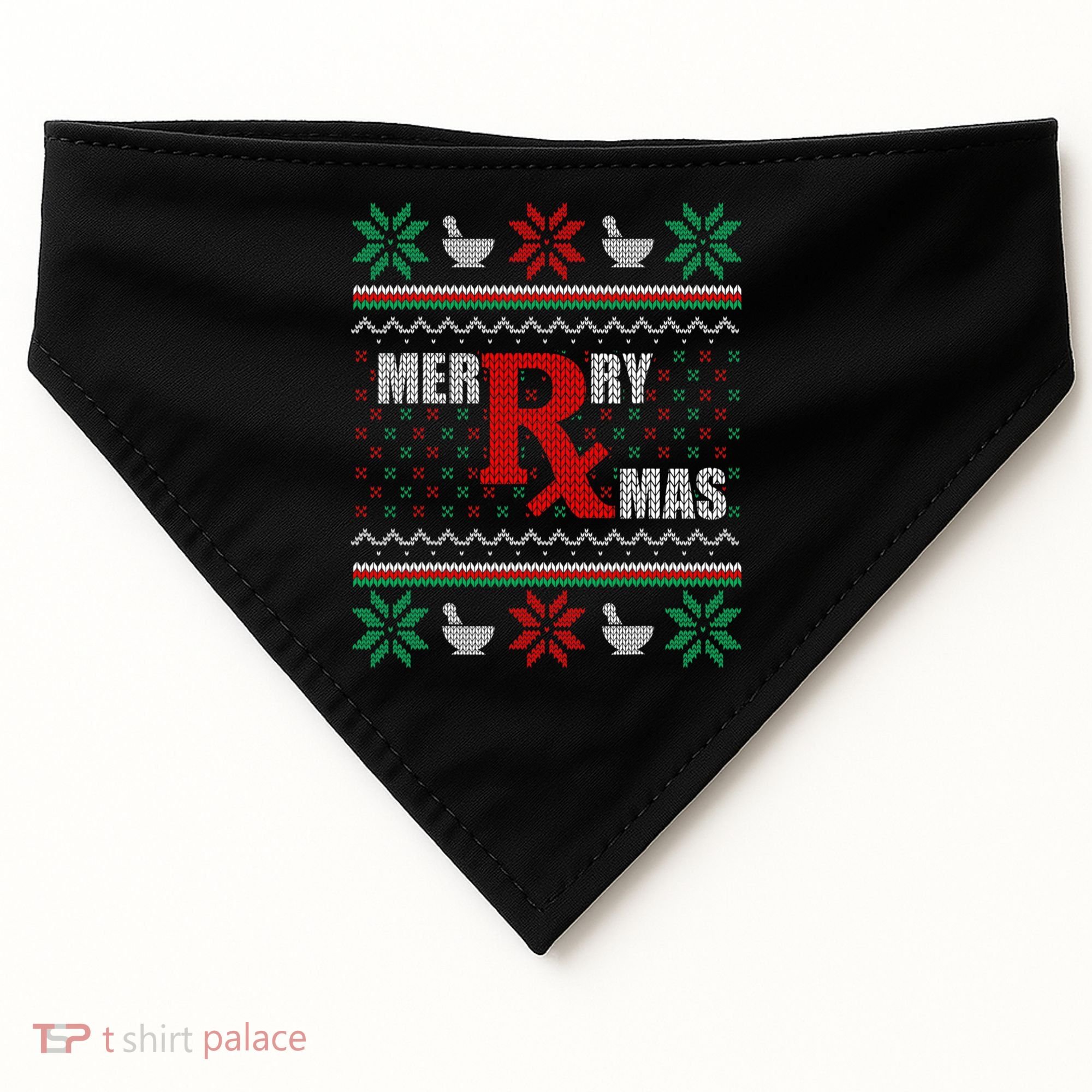 Ugly Christmas Sweater Pharmacy Tech Merry Xmas Pharmacist Gift USA-Made Doggie Bandana