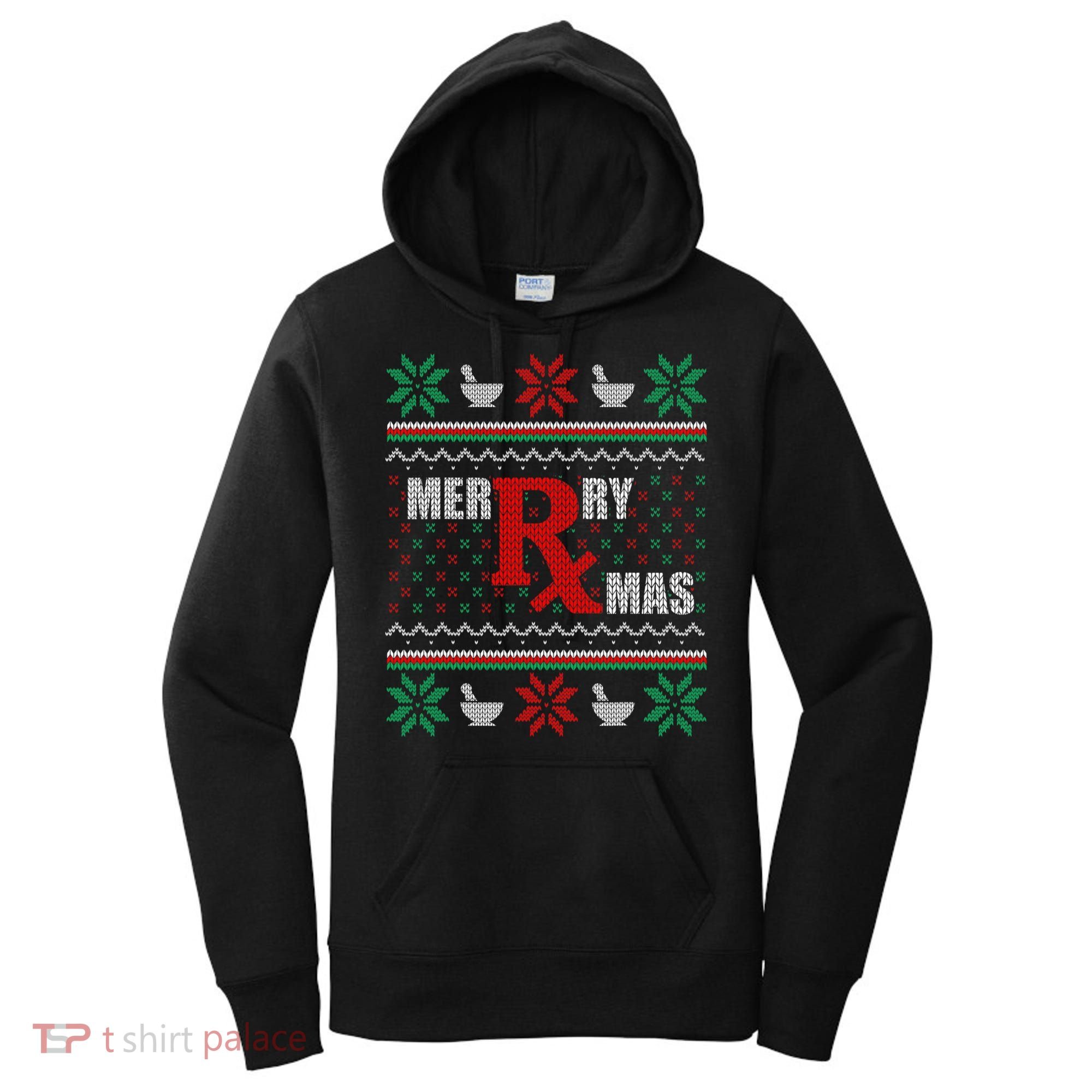 Ugly Christmas Sweater Pharmacy Tech Merry Xmas Pharmacist Gift Women's Hoodie