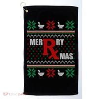 Ugly Christmas Sweater Pharmacy Tech Merry Xmas Pharmacist Gift Golf Towel thumb 0