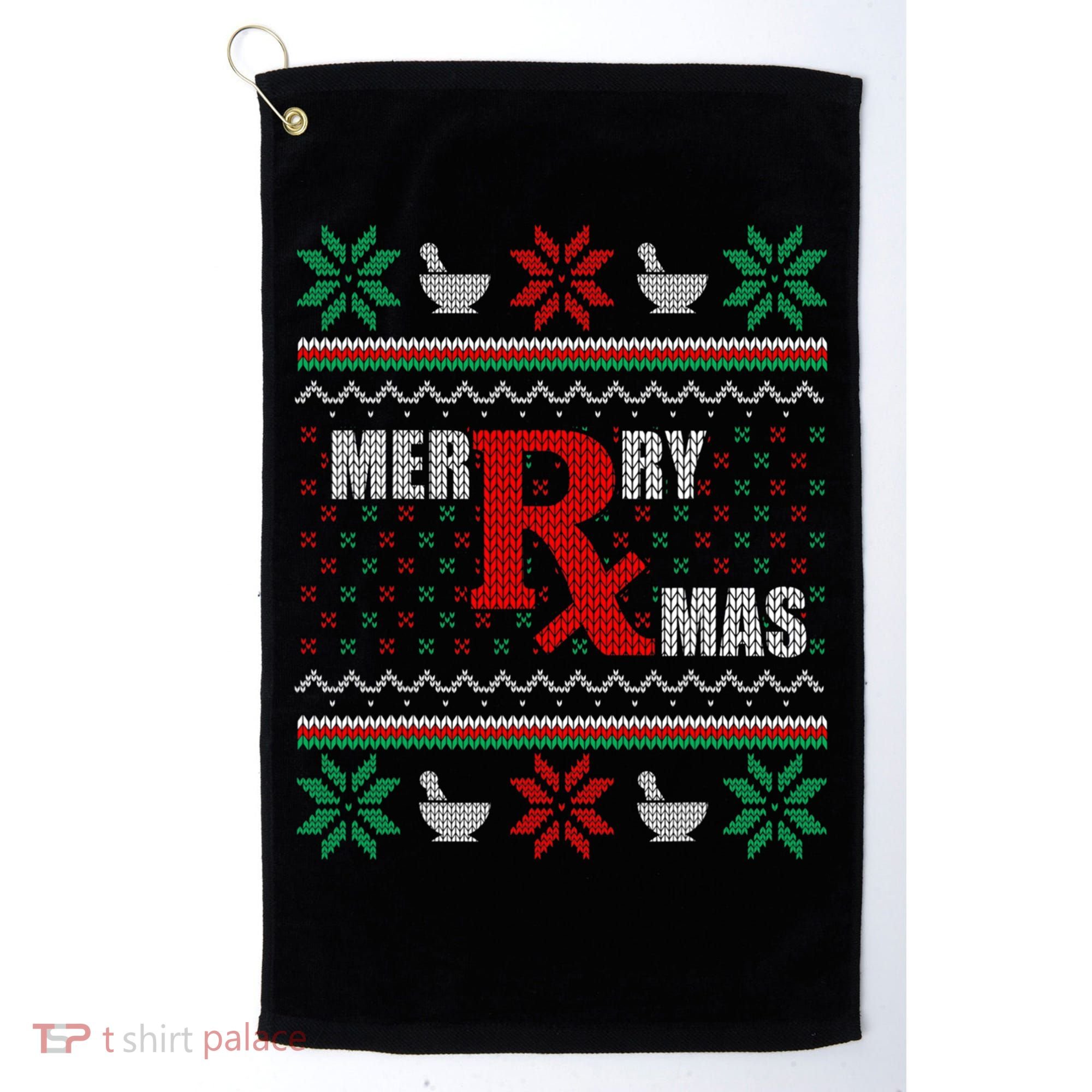 Ugly Christmas Sweater Pharmacy Tech Merry Xmas Pharmacist Gift Golf Towel