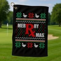 Ugly Christmas Sweater Pharmacy Tech Merry Xmas Pharmacist Gift Golf Towel thumb 1