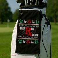 Ugly Christmas Sweater Pharmacy Tech Merry Xmas Pharmacist Gift Golf Towel thumb 2