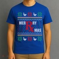 Ugly Christmas Sweater Pharmacy Tech Merry Xmas Pharmacist Gift T-Shirt thumb 3
