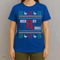 Ugly Christmas Sweater Pharmacy Tech Merry Xmas Pharmacist Gift T-Shirt thumb 4