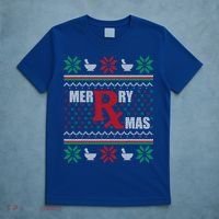 Ugly Christmas Sweater Pharmacy Tech Merry Xmas Pharmacist Gift T-Shirt thumb 5