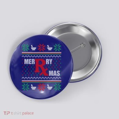 Ugly Christmas Sweater Pharmacy Tech Merry Xmas Pharmacist Gift Button