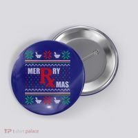 Ugly Christmas Sweater Pharmacy Tech Merry Xmas Pharmacist Gift Button thumb 0