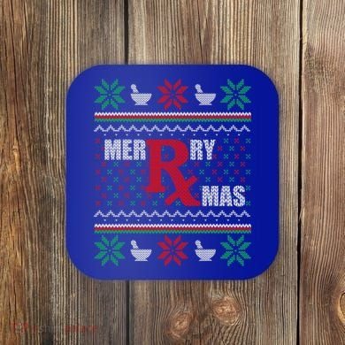 Ugly Christmas Sweater Pharmacy Tech Merry Xmas Pharmacist Gift Coaster