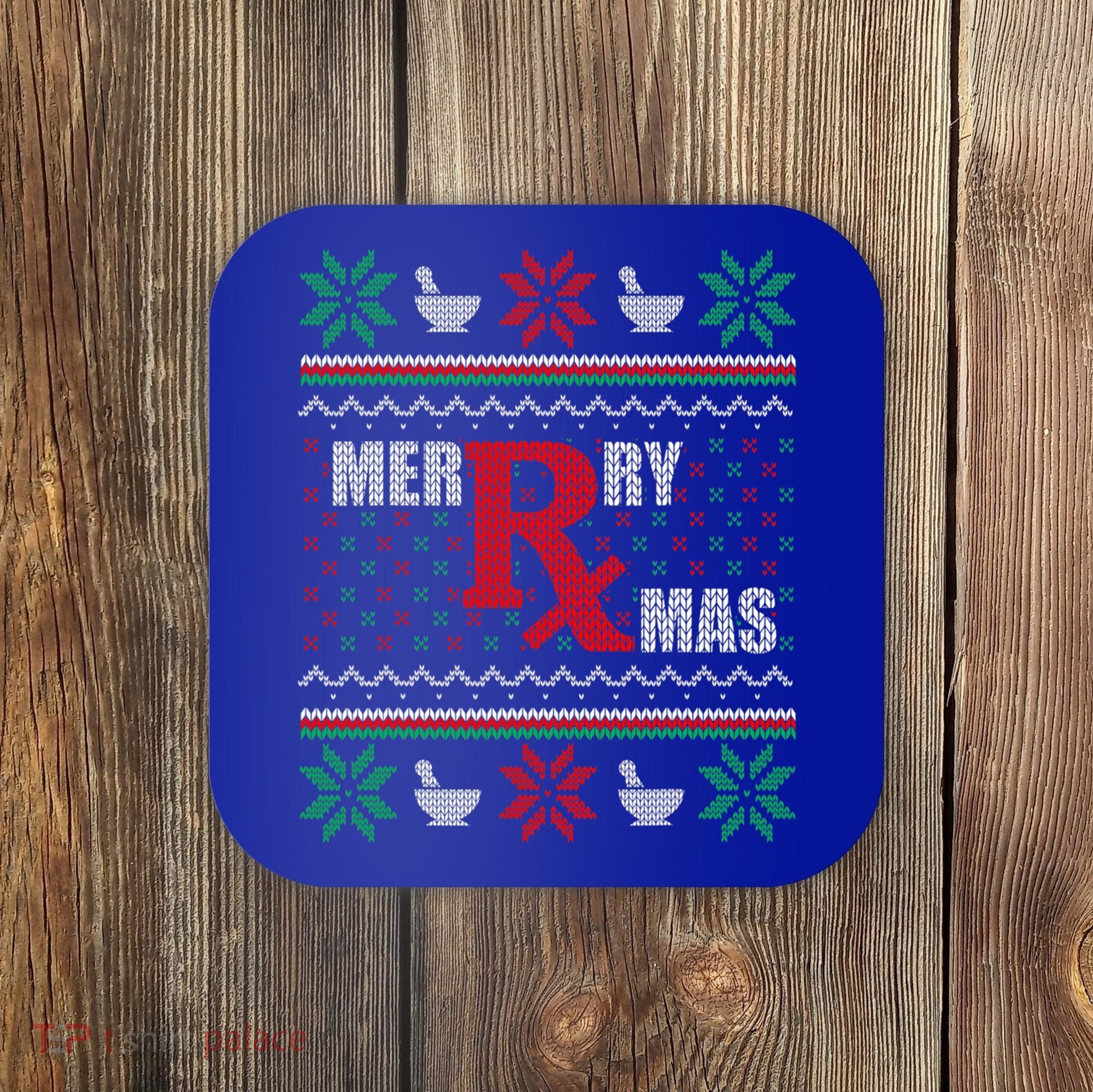 Ugly Christmas Sweater Pharmacy Tech Merry Xmas Pharmacist Gift Coaster