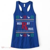 Ugly Christmas Sweater Pharmacy Tech Merry Xmas Pharmacist Gift Women's Tank Top thumb 0