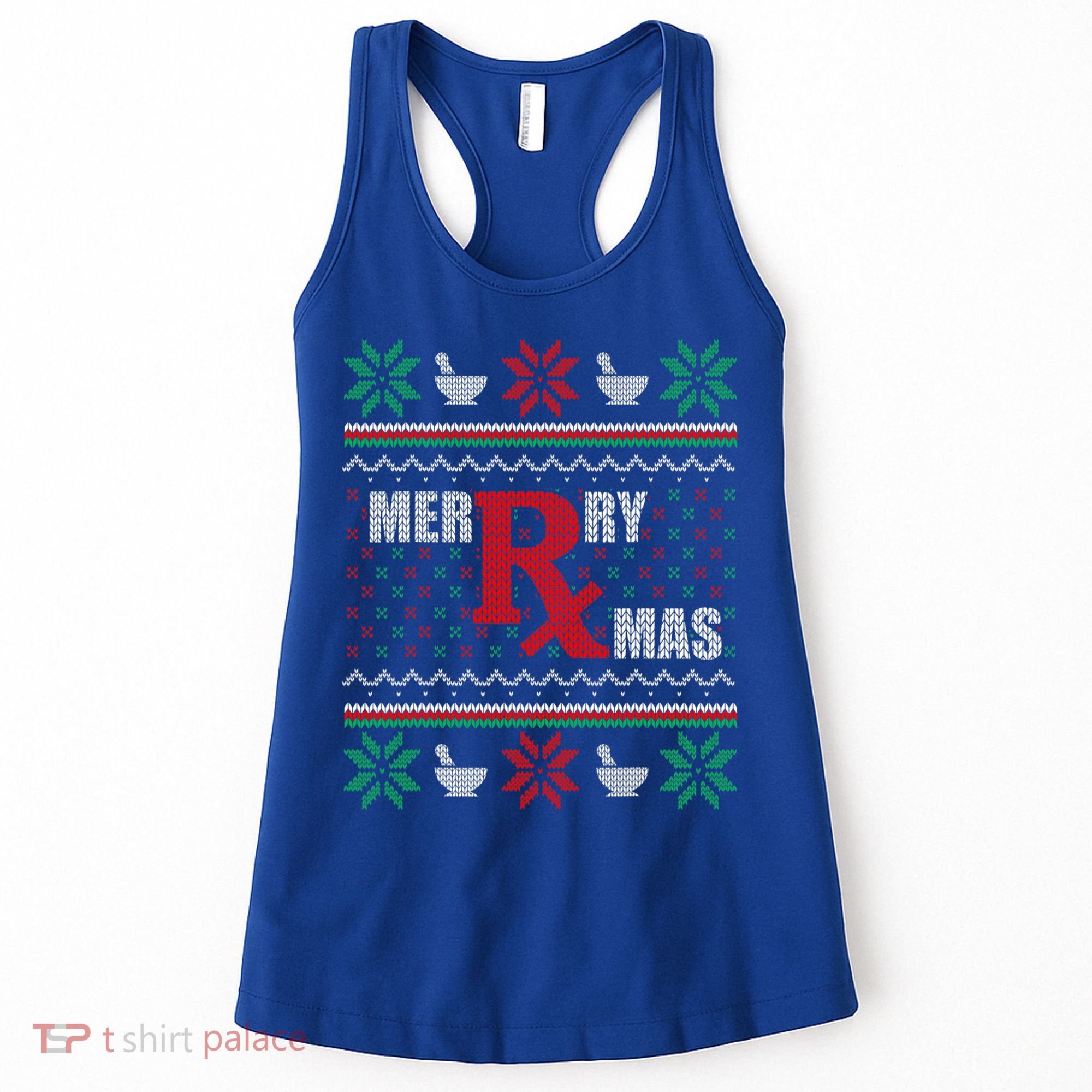 Ugly Christmas Sweater Pharmacy Tech Merry Xmas Pharmacist Gift Women's Tank Top