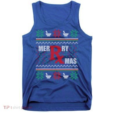 Ugly Christmas Sweater Pharmacy Tech Merry Xmas Pharmacist Gift Tank Top