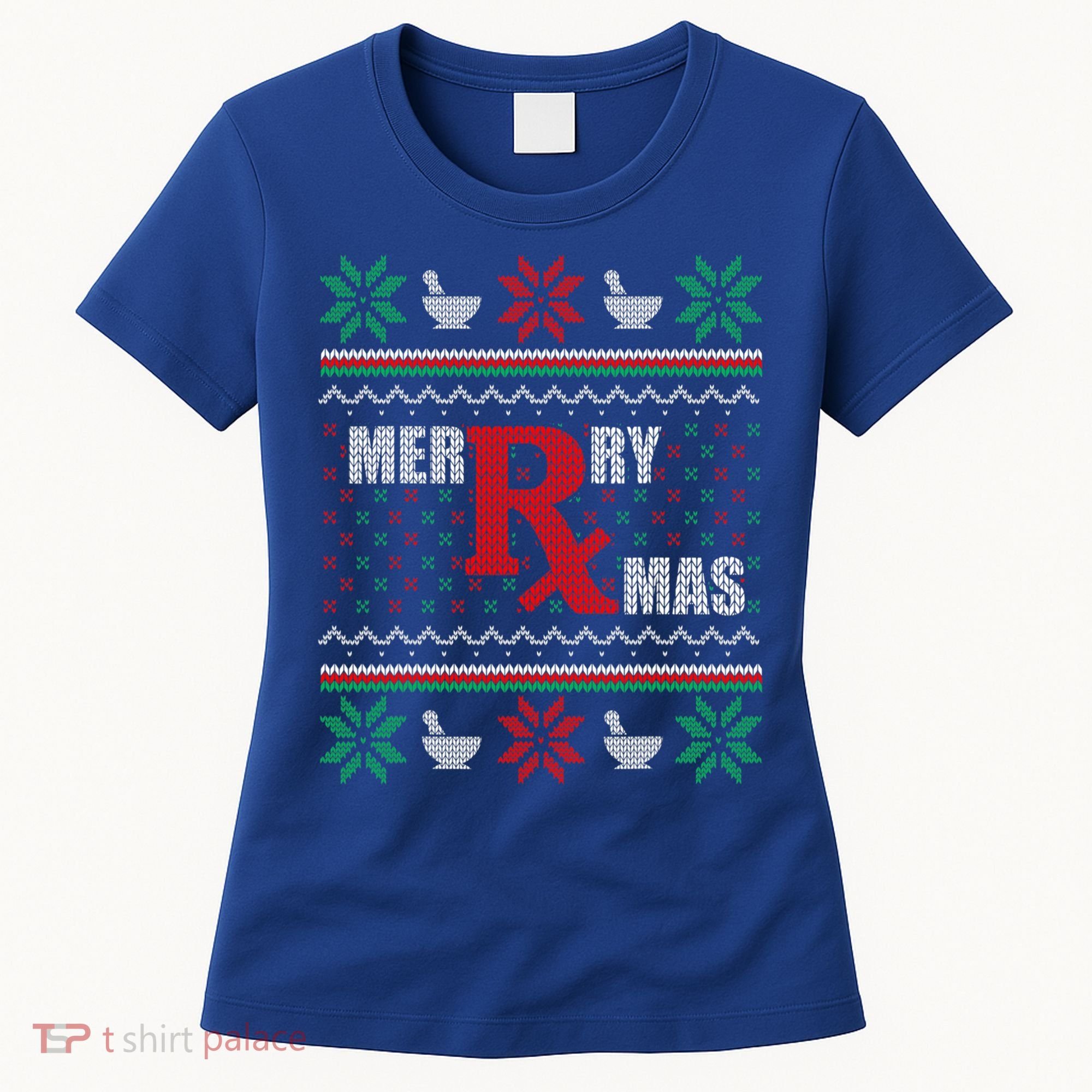Ugly Christmas Sweater Pharmacy Tech Merry Xmas Pharmacist Gift Women's T-Shirt