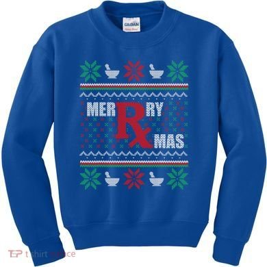 Ugly Christmas Sweater Pharmacy Tech Merry Xmas Pharmacist Gift Kids Sweatshirt