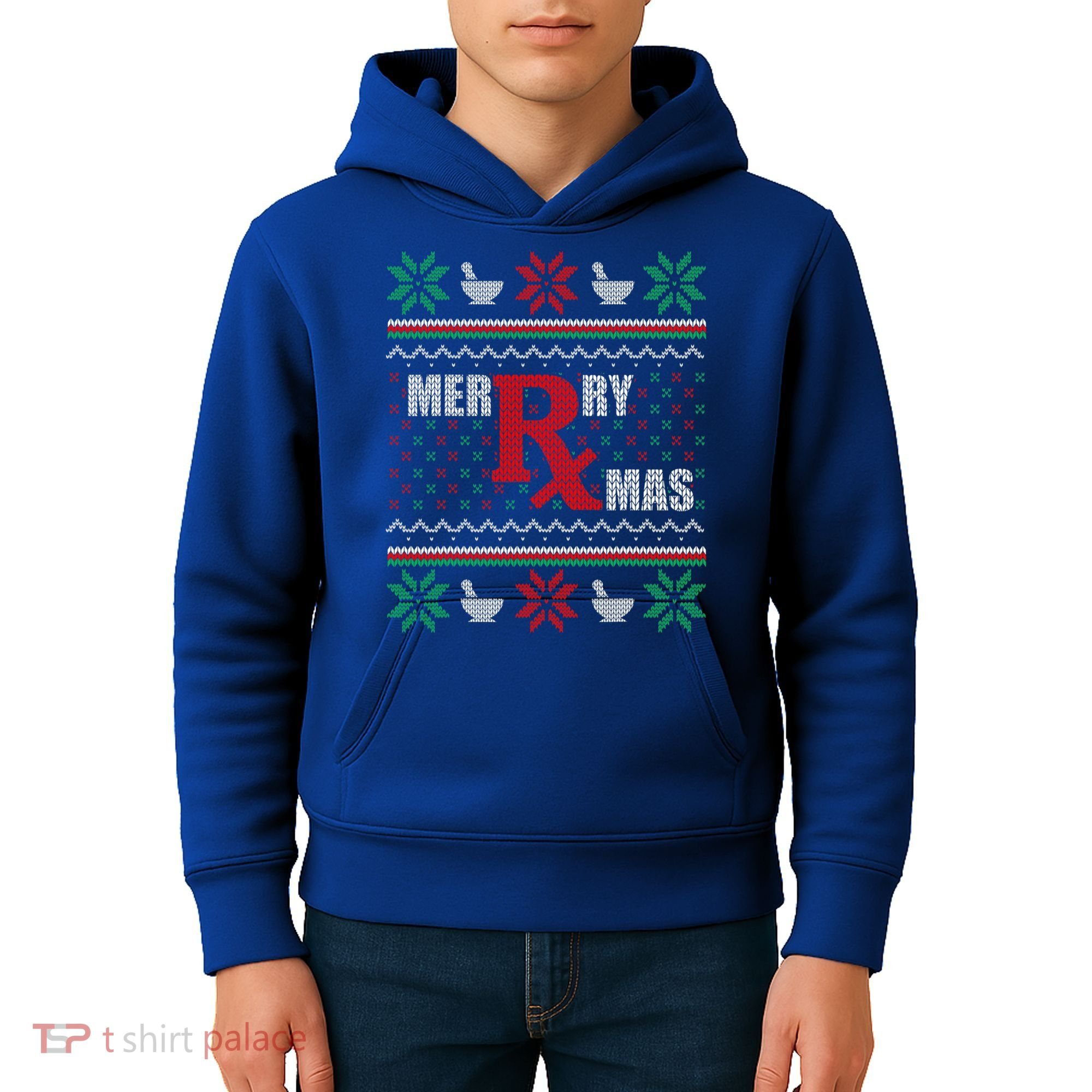 Ugly Christmas Sweater Pharmacy Tech Merry Xmas Pharmacist Gift Kids Hoodie