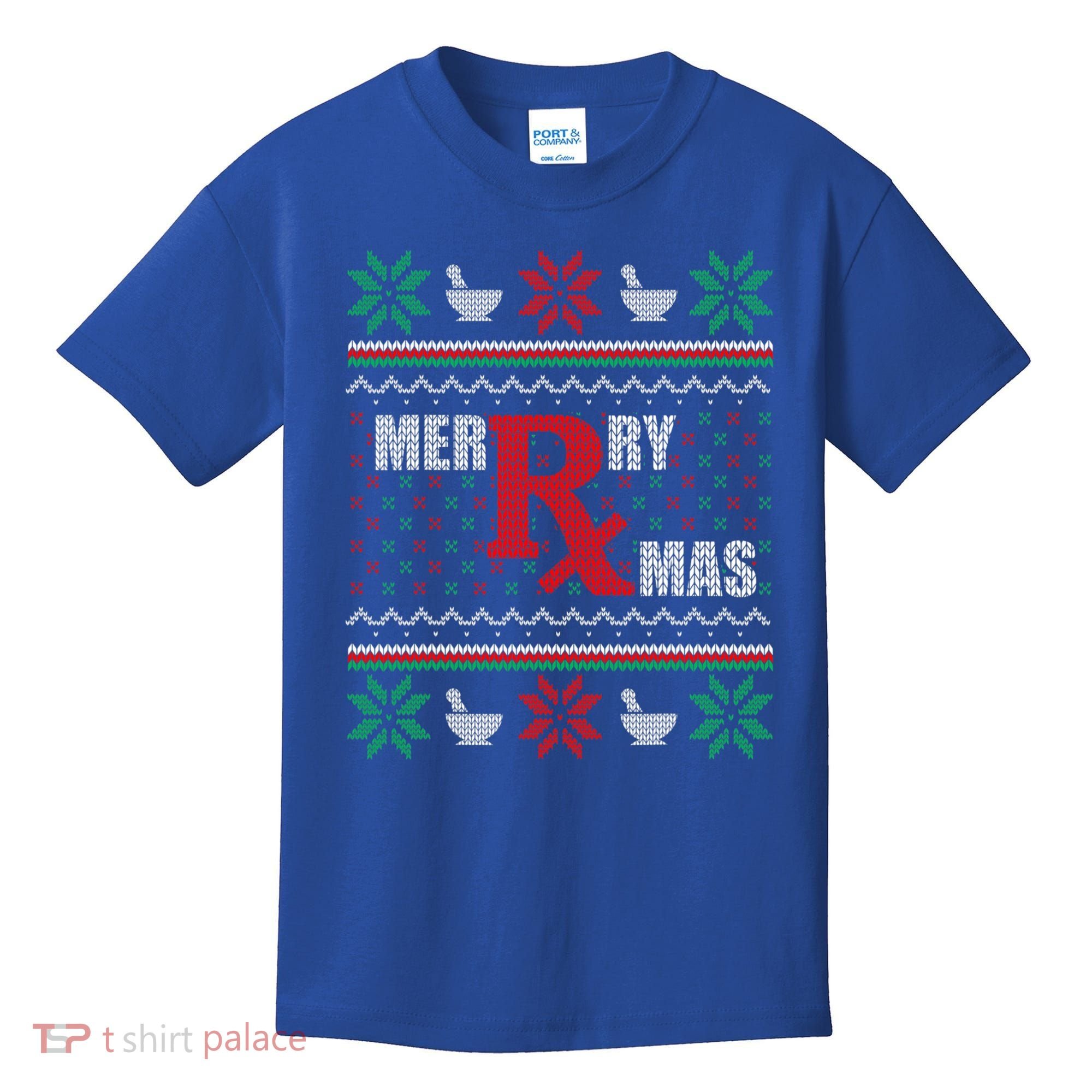 Ugly Christmas Sweater Pharmacy Tech Merry Xmas Pharmacist Gift Kids T-Shirt