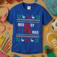 Ugly Christmas Sweater Pharmacy Tech Merry Xmas Pharmacist Gift Kids T-Shirt thumb 3