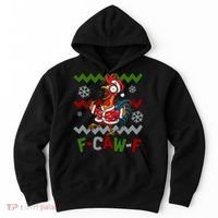 Ugly Christmas Sweater F CAW F Chicken Rooster Hoodie thumb 0