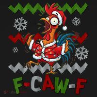 Ugly Christmas Sweater F CAW F Chicken Rooster Apron thumb 3