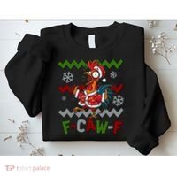 Ugly Christmas Sweater F CAW F Chicken Rooster Sweatshirt thumb 2