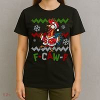 Ugly Christmas Sweater F CAW F Chicken Rooster T-Shirt thumb 4