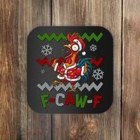 Ugly Christmas Sweater F CAW F Chicken Rooster Coaster thumb 0