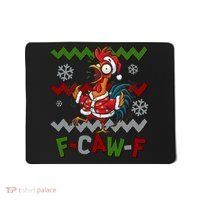 Ugly Christmas Sweater F CAW F Chicken Rooster Mousepad thumb 0